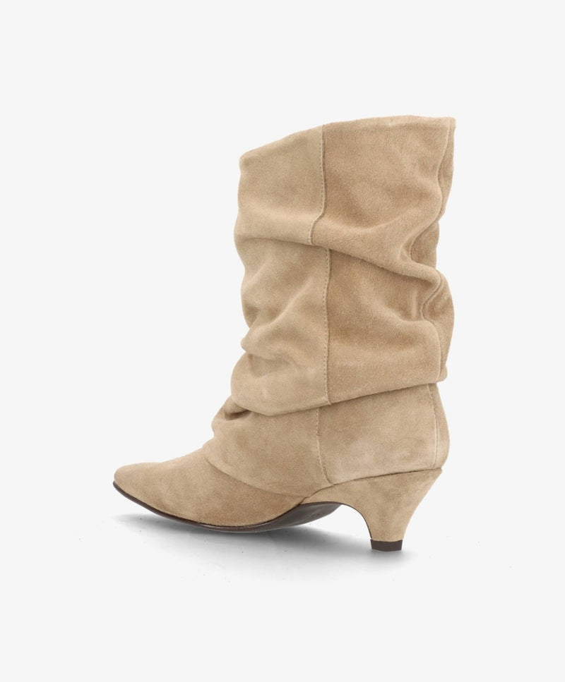 KNOCK OUT S - Beige Ruskind - Støvle med hæl - Dame