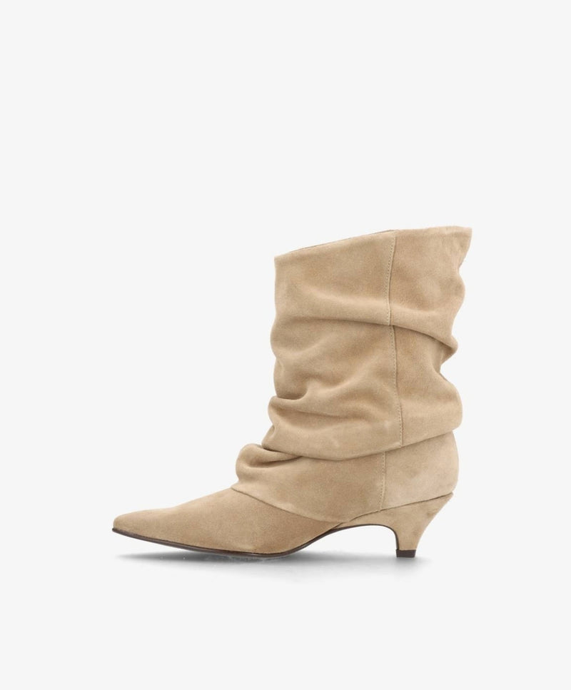 KNOCK OUT S - Beige Ruskind - Støvle med hæl - Dame