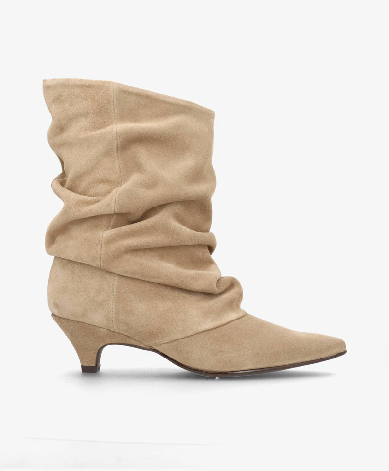 KNOCK OUT S - Beige Ruskind - Støvle med hæl - Dame