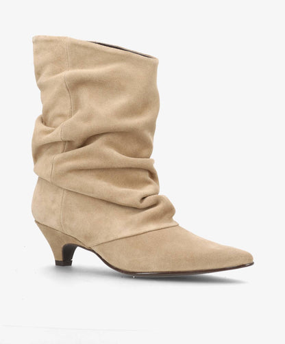 KNOCK OUT S - Beige Ruskind - Støvle med hæl - Dame