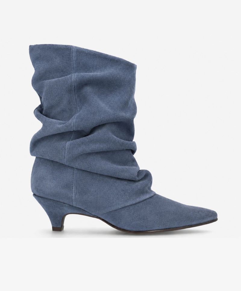 KNOCK OUT S - Jeans blå Ruskind - Støvle med hæl - Dame