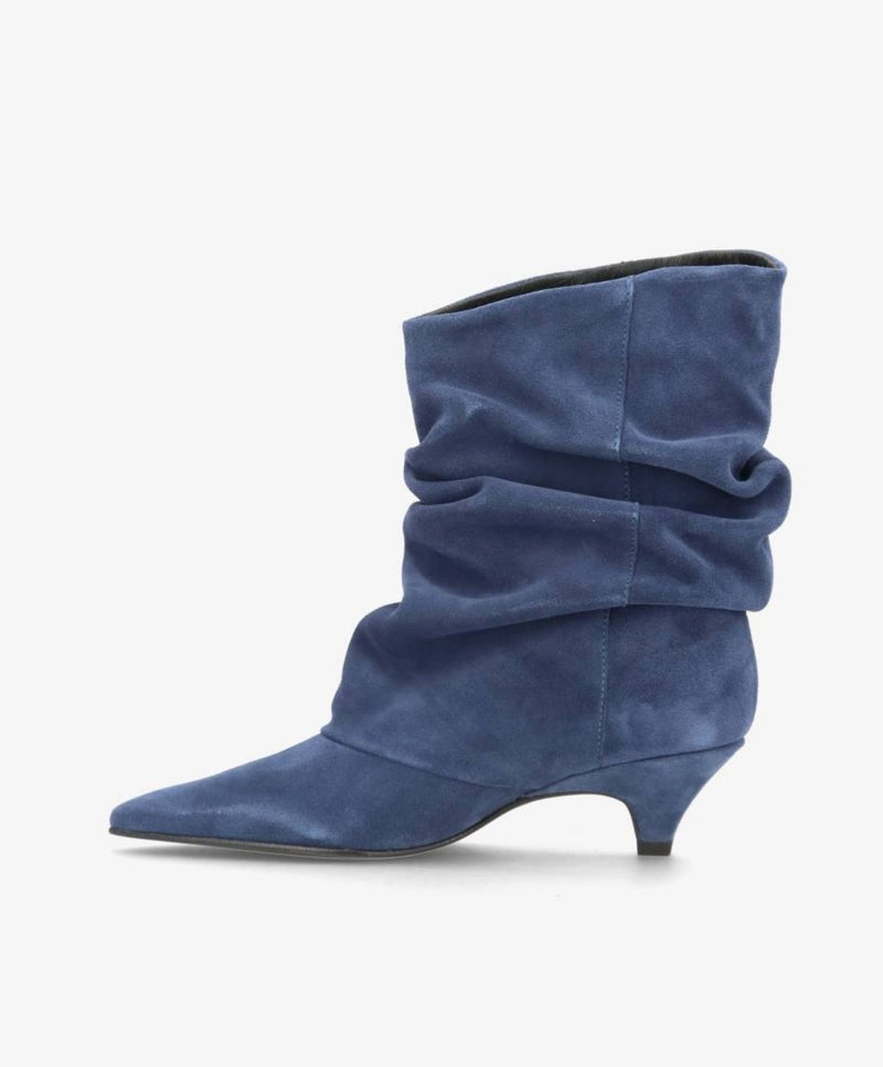 KNOCK OUT S - Jeans blå Ruskind - Støvle med hæl - Dame