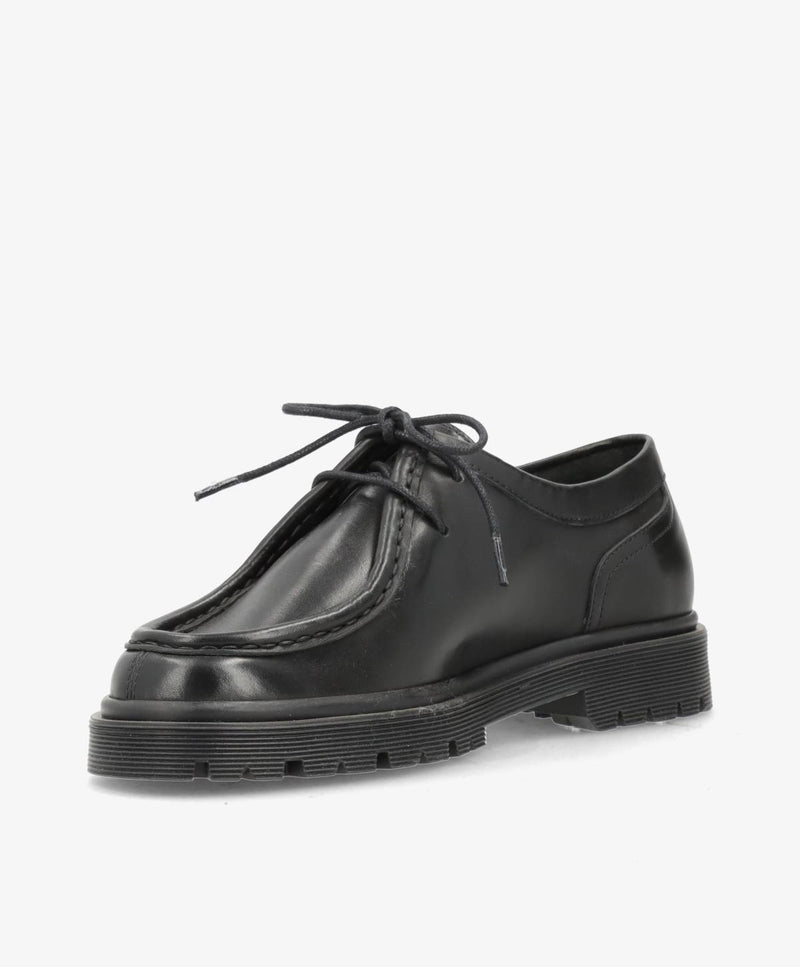 Preorder - lev. uge 36 - MONROE LACE - Sort Læder - Snøresko - Dame
