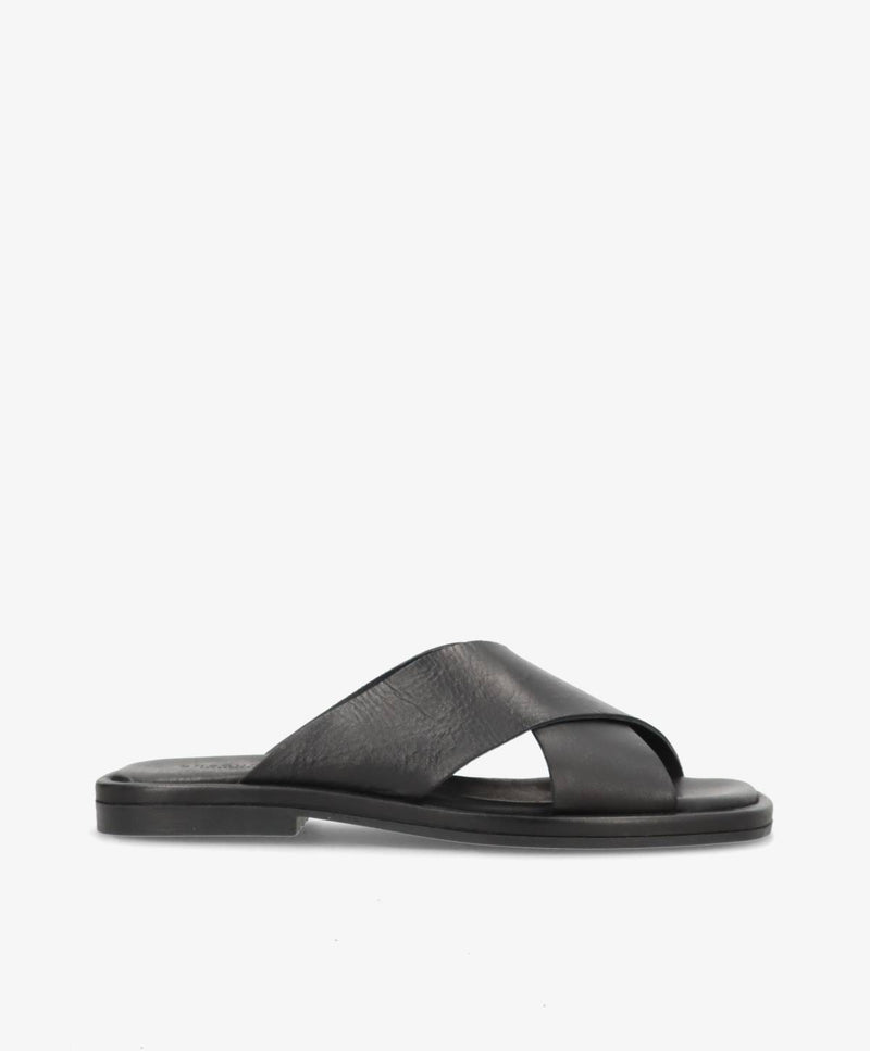 ONRY - Sort læder - Flat sandals Dame