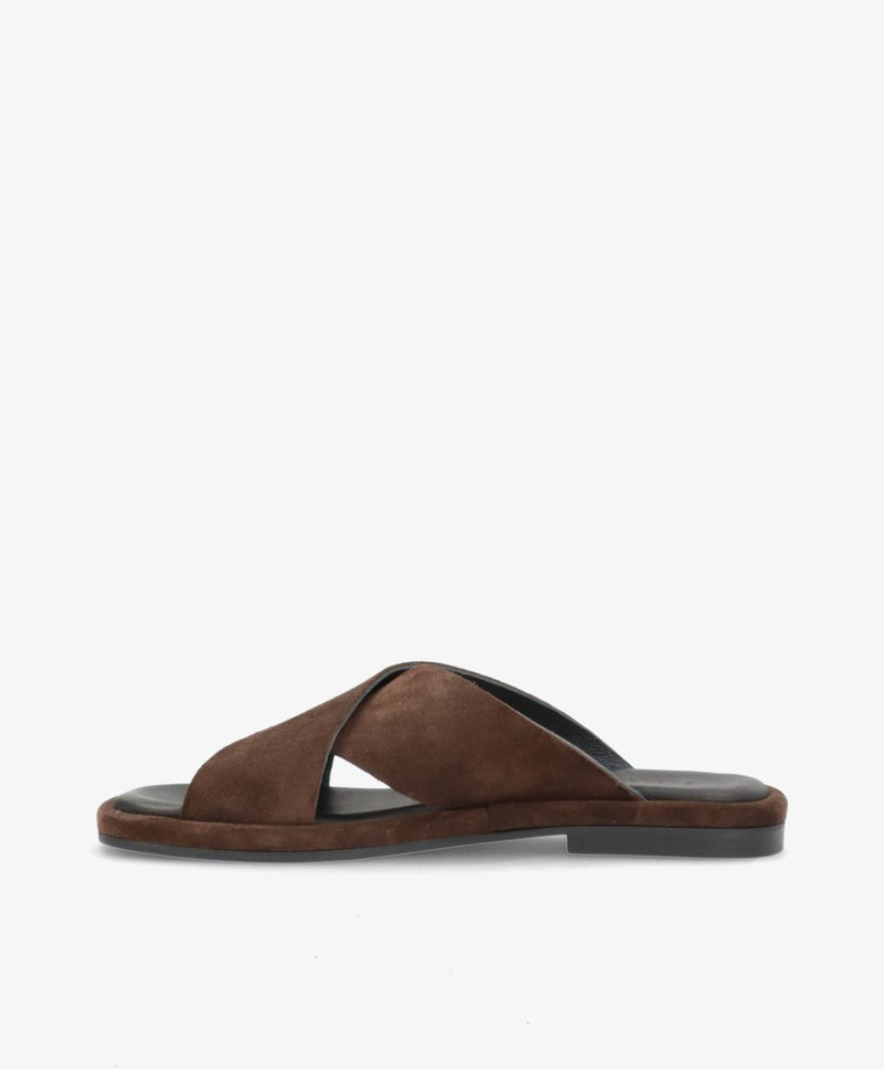 ONRY SO - Chokoladebrun ruskind oil - Flat sandals Dame
