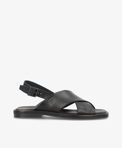 ONRY Strap - Sort læder - Flad sandal Dame