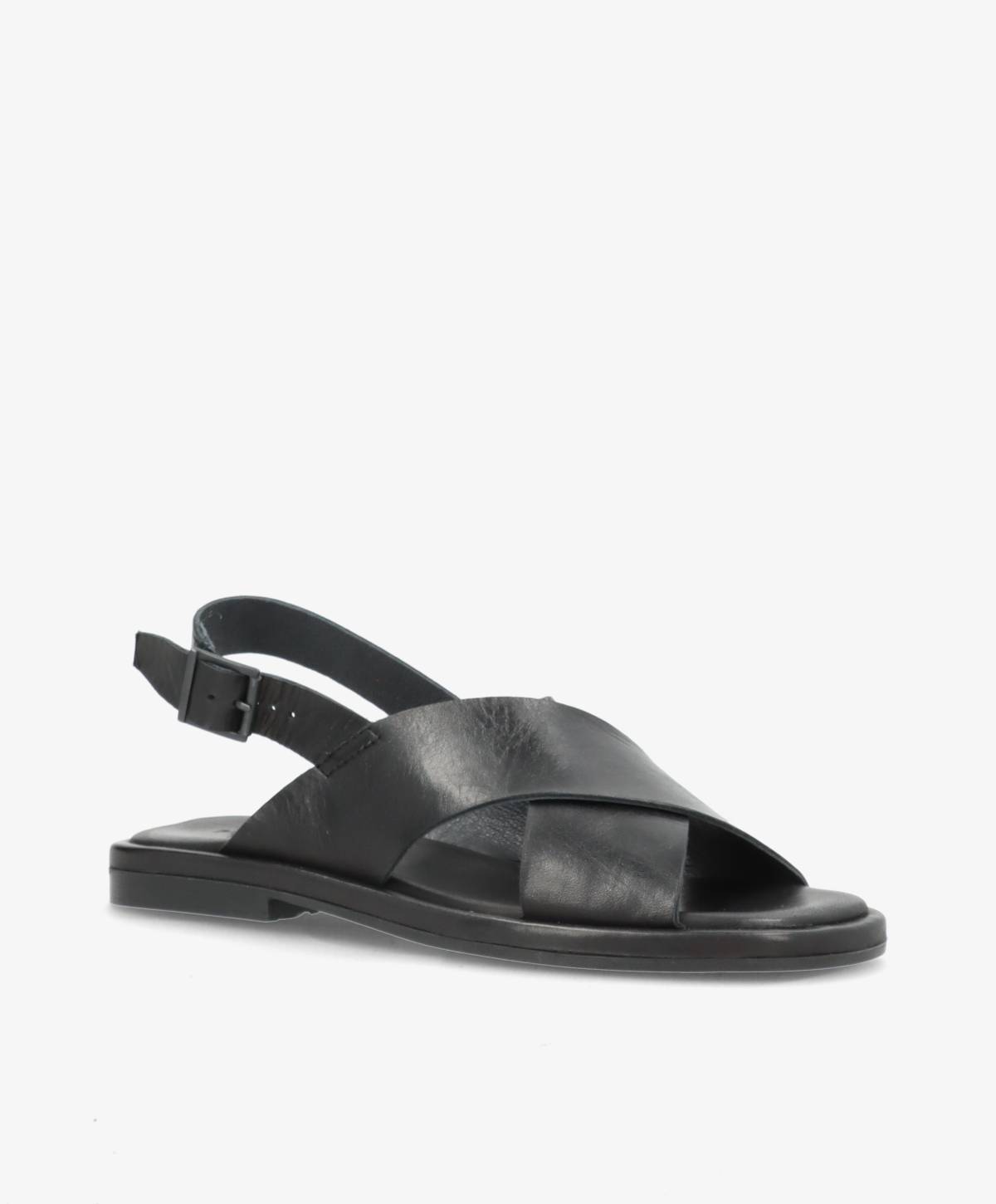 ONRY Strap - Sort læder - Flad sandal Dame