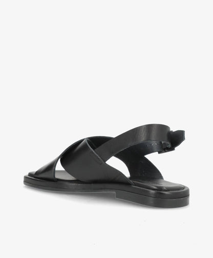 ONRY Strap - Sort læder - Flad sandal Dame