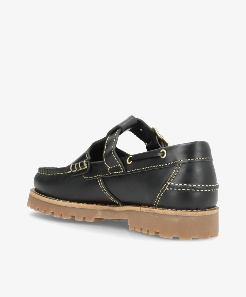 RUDDER T - Sort læder - T-rems sko Dame