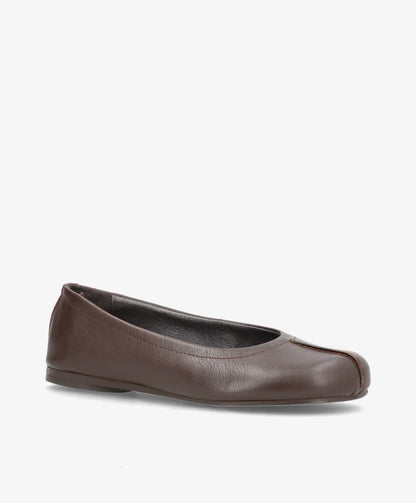 SENSES - Mørkebrun Læder - Ballerina wide  - Dame