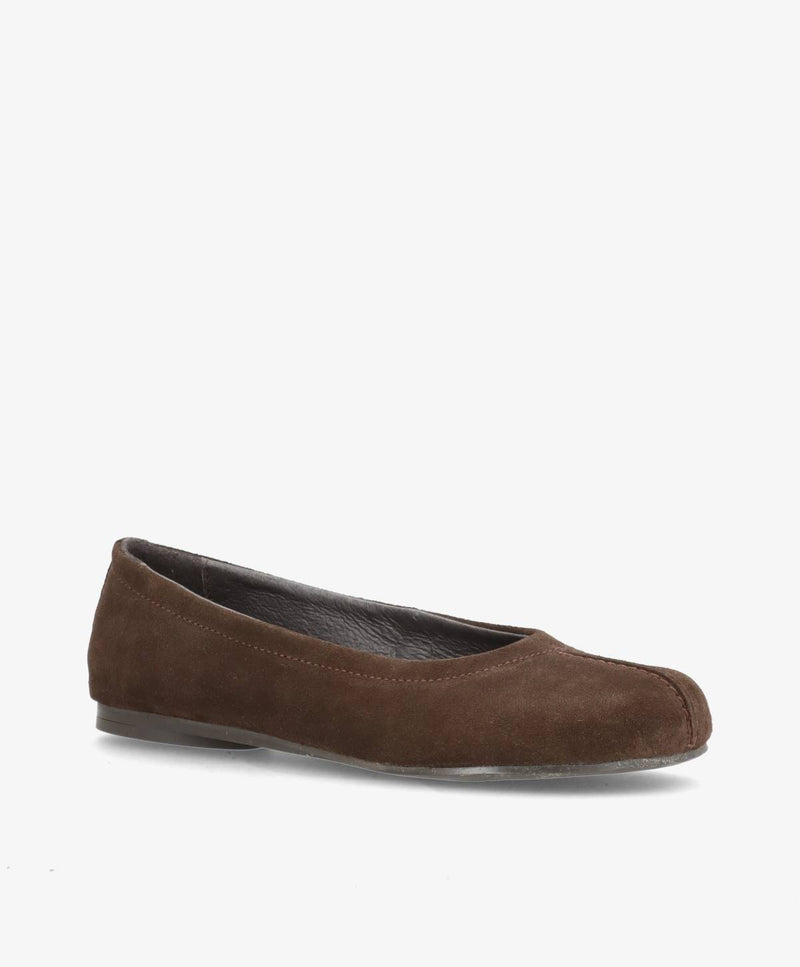 SENSES S - Mørkebrun Ruskind - Ballerina wide  - Dame