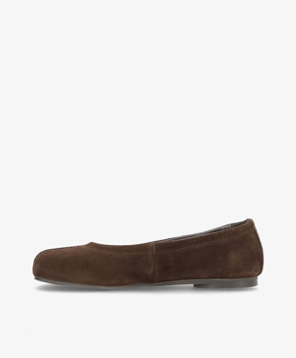 SENSES S - Mørkebrun Ruskind - Ballerina wide  - Dame