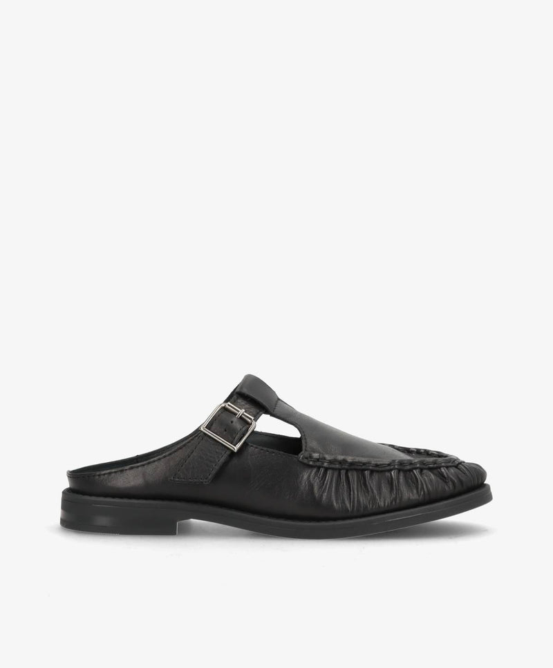 WHISPER HAY - Sort blødt læder - Loafer mule Dame