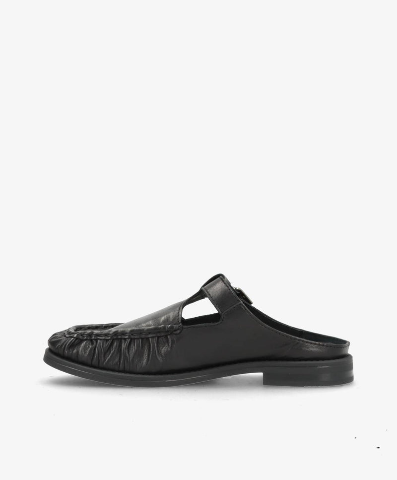 WHISPER HAY - Sort blødt læder - Loafer mule Dame