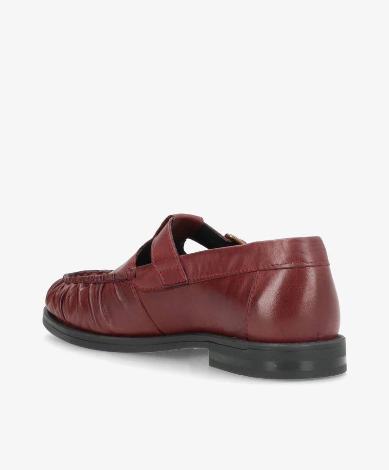 WHISPER TEE - Vinrød blødt læder - T-strap shoes Dame