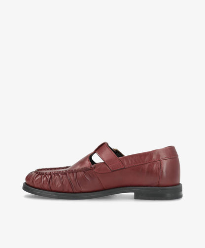 WHISPER TEE - Vinrød blødt læder - T-strap shoes Dame