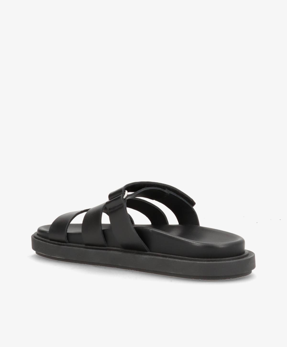 ECHO - Sort læder - Flade sandaler Dame