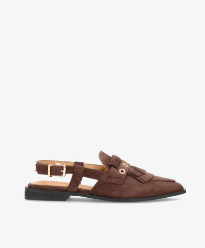 Shoecobay - Mørkebrun Vegan ruskind - Slingback sko - Dame