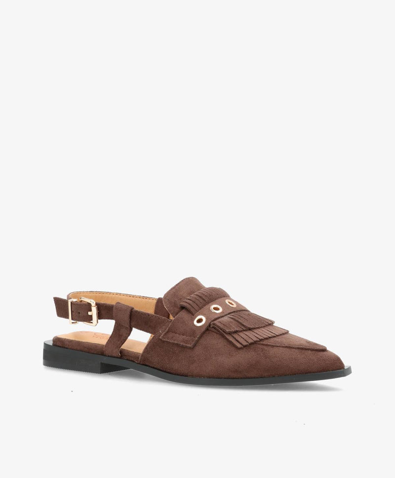 Shoecobay - Mørkebrun Vegan ruskind - Slingback sko - Dame