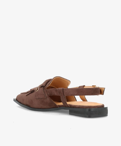Shoecobay - Mørkebrun Vegan ruskind - Slingback sko - Dame