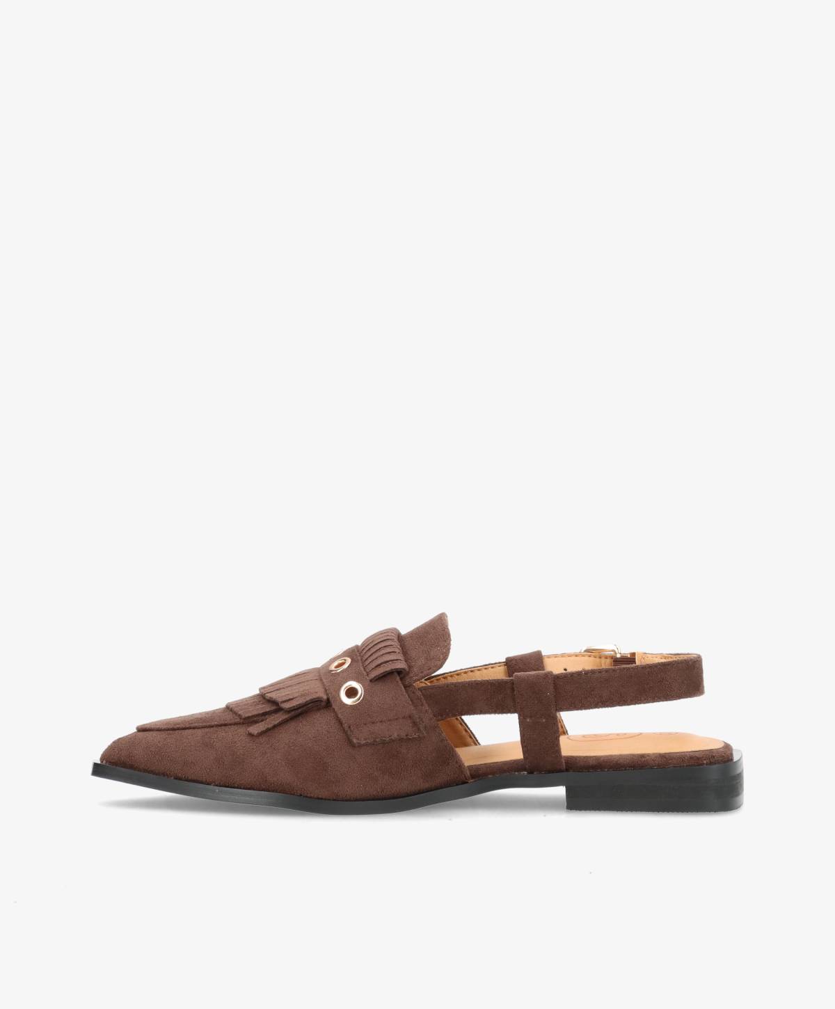 Shoecobay - Mørkebrun Vegan ruskind - Slingback sko - Dame