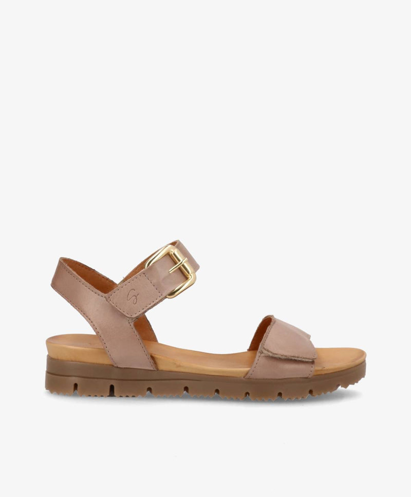 AMALFI - Beige læder - Kilehæls sandal Dame
