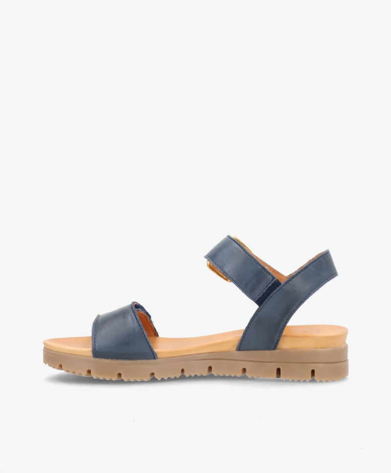 AMALFI - Jeans blå læder - Kilehæls sandal Dame