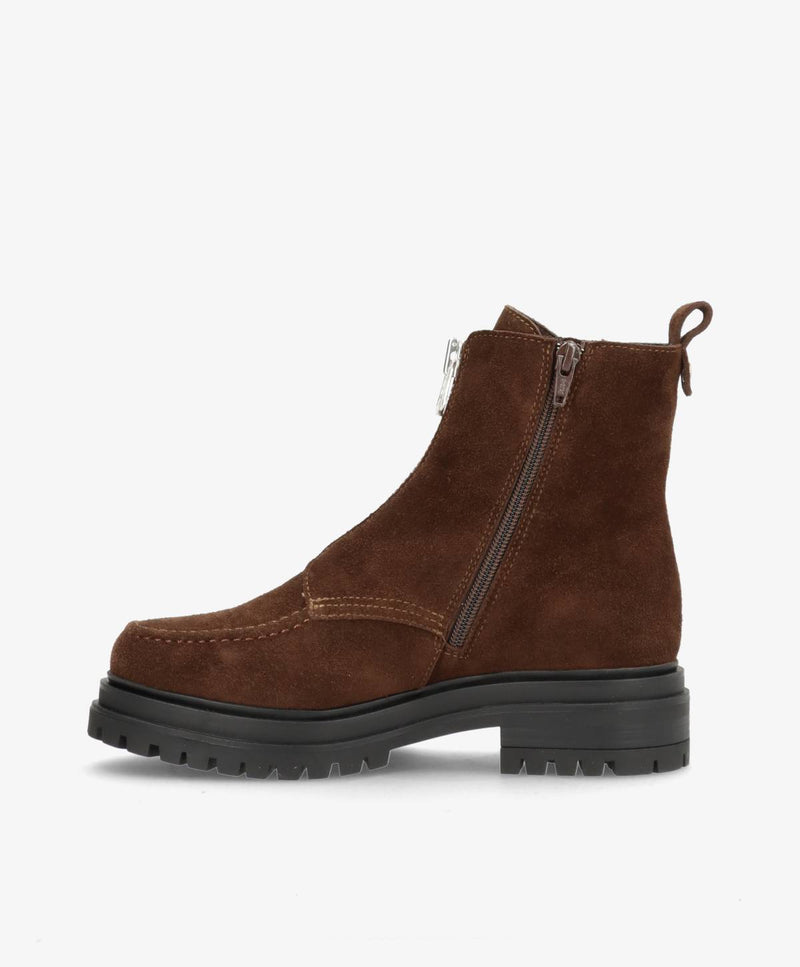 ASPEN ZIP S - Mørkebrun ruskind - Støvle med lynlås Dame