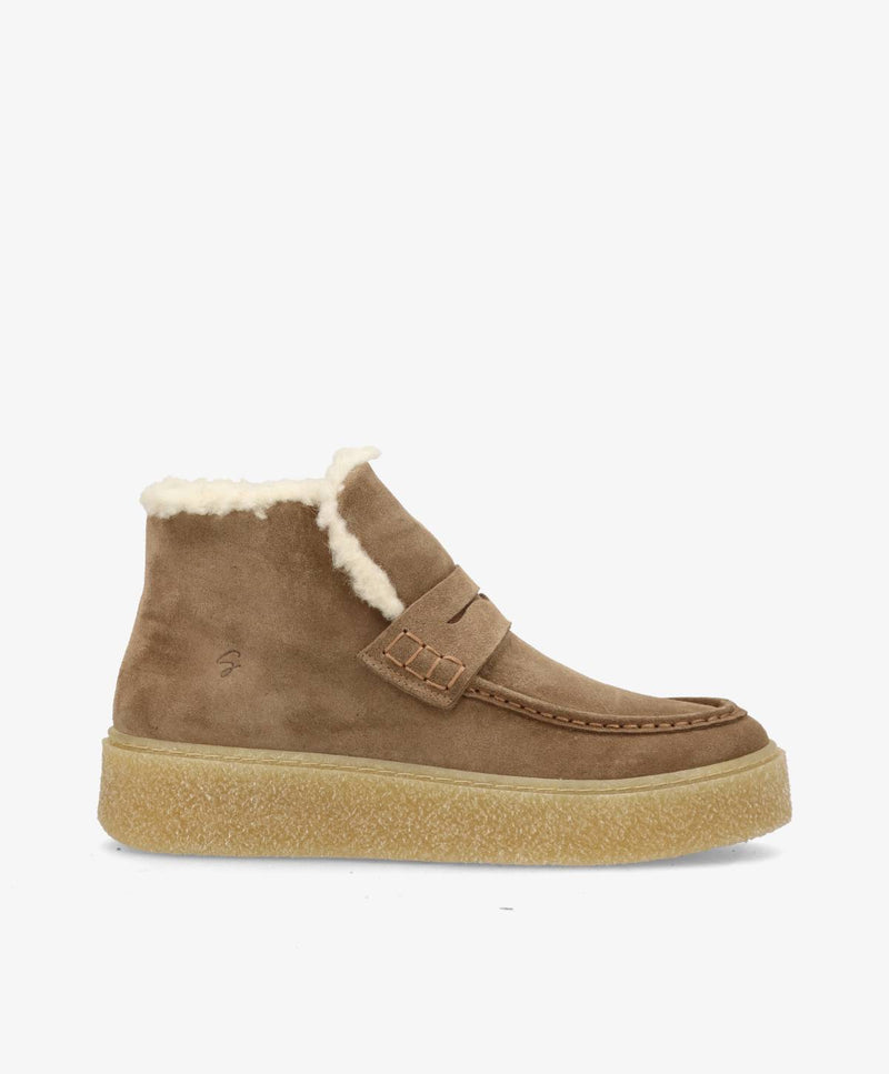 BARBARA S WARM - Beige Ruskind - Ankelstøvle - Dame