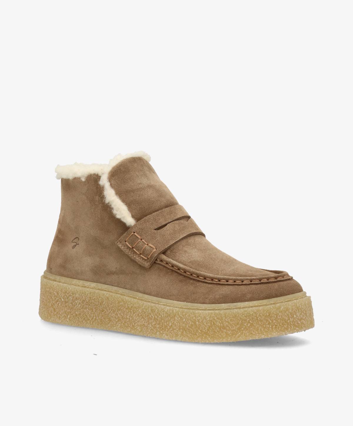 BARBARA S WARM - Beige Ruskind - Ankelstøvle - Dame