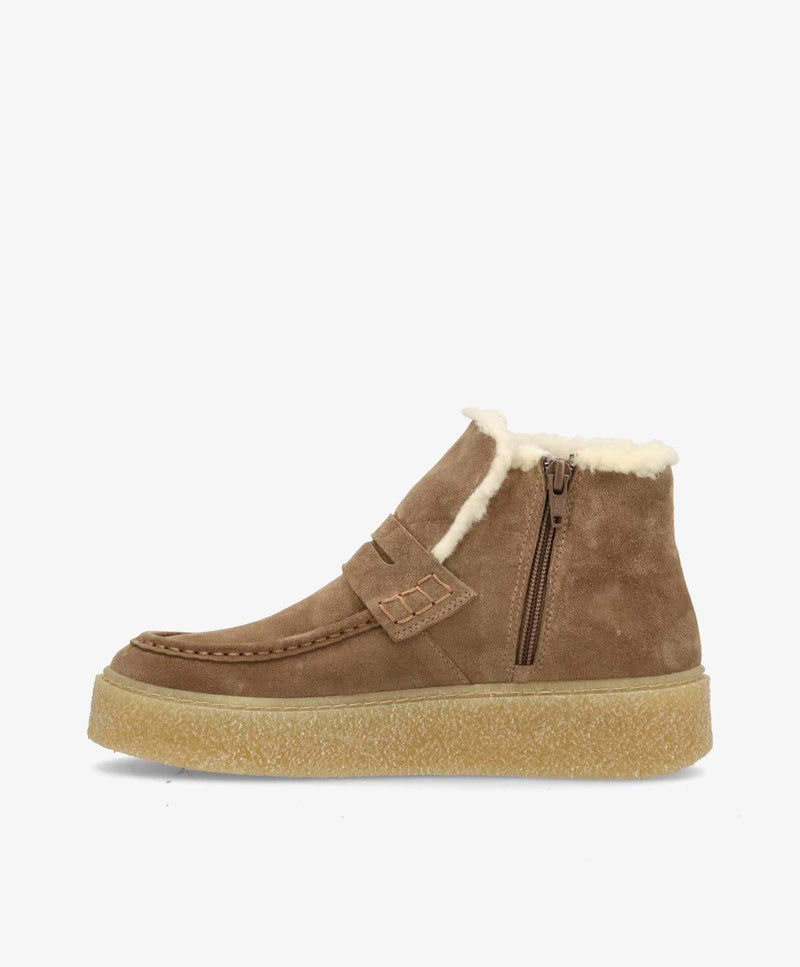 BARBARA S WARM - Beige Ruskind - Ankelstøvle - Dame
