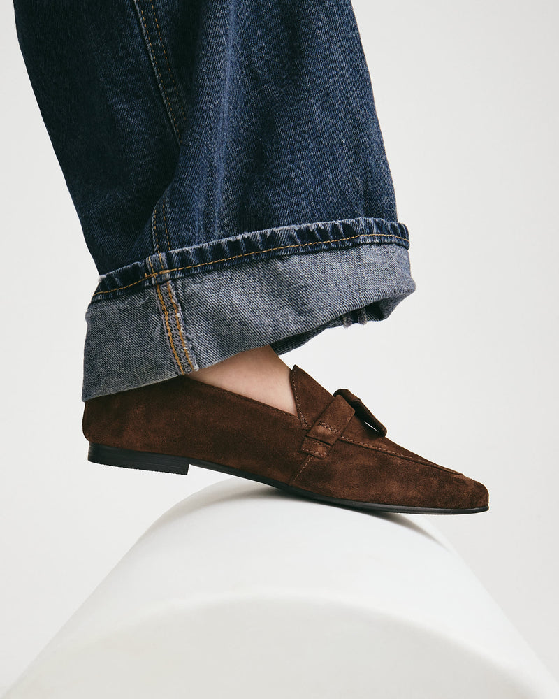 LUMIÉ S - Mørkebrun ruskind - Loafers med spids Dame