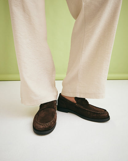 SOLVEJ S - Mørkebrun ruskind - Loafers Dame