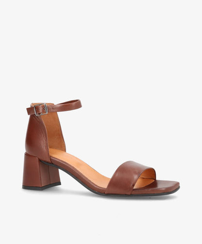 ALICE - Mørkebrun læder - Sandaler med blokhæl Dame