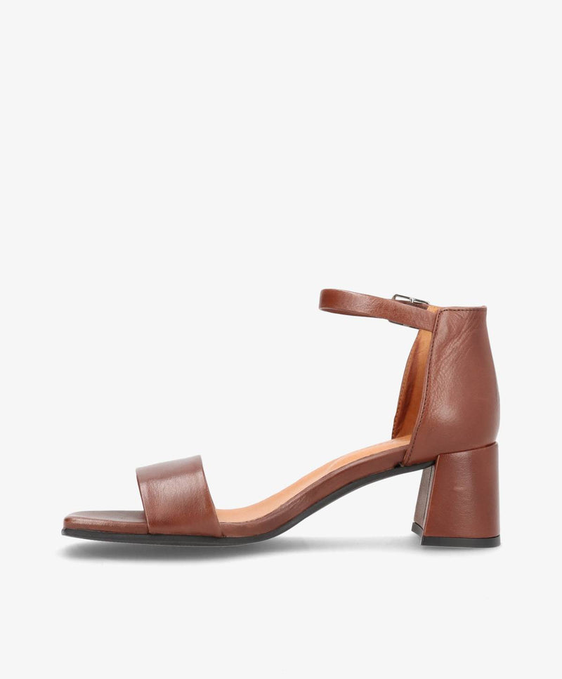 ALICE - Mørkebrun læder - Sandaler med blokhæl Dame