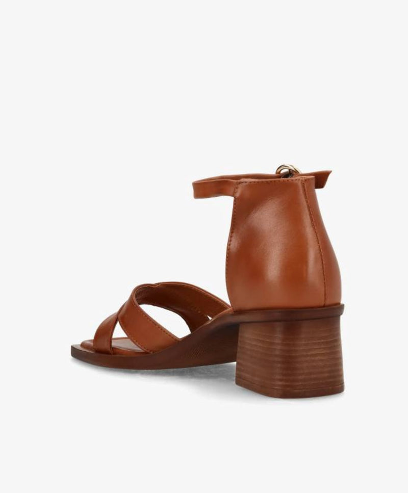RIANNA - Mellembrun læder - Sandal med hæl Dame