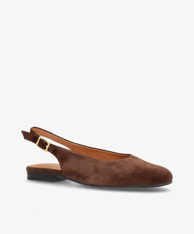 ELANOR S - Mørkebrun ruskind - Slingback sko Dame