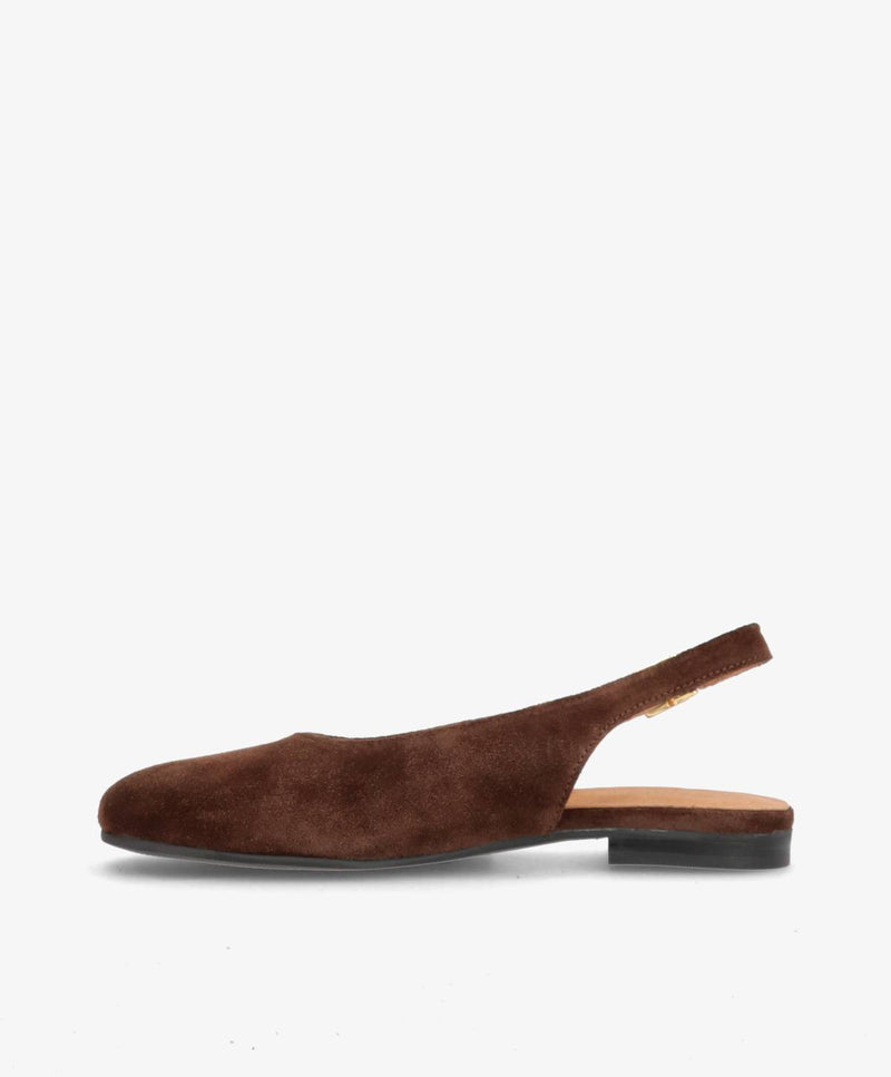 ELANOR S - Mørkebrun ruskind - Slingback sko Dame
