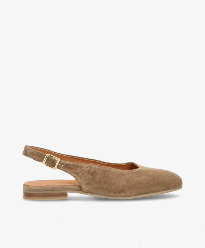 ELANOR S - Mørk beige ruskind - Slingback sko Dame
