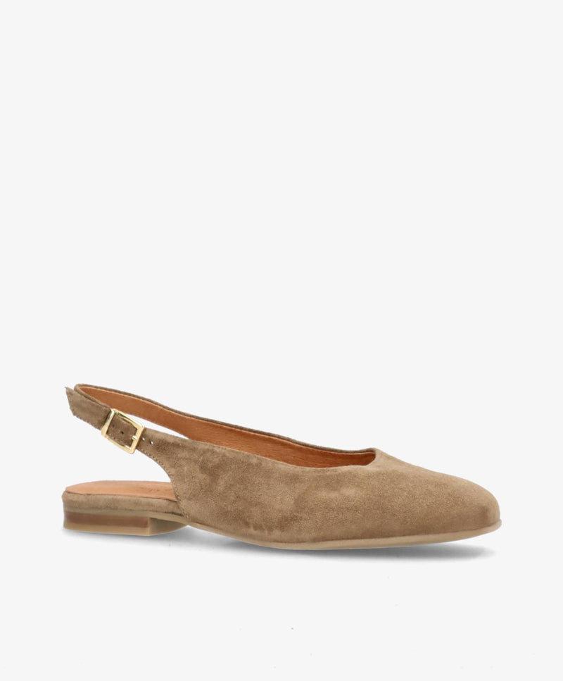 ELANOR S - Mørk beige ruskind - Slingback sko Dame