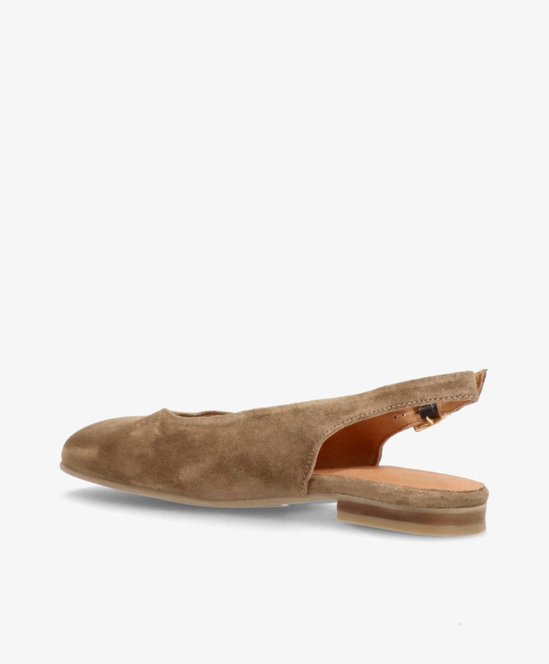 ELANOR S - Mørk beige ruskind - Slingback sko Dame