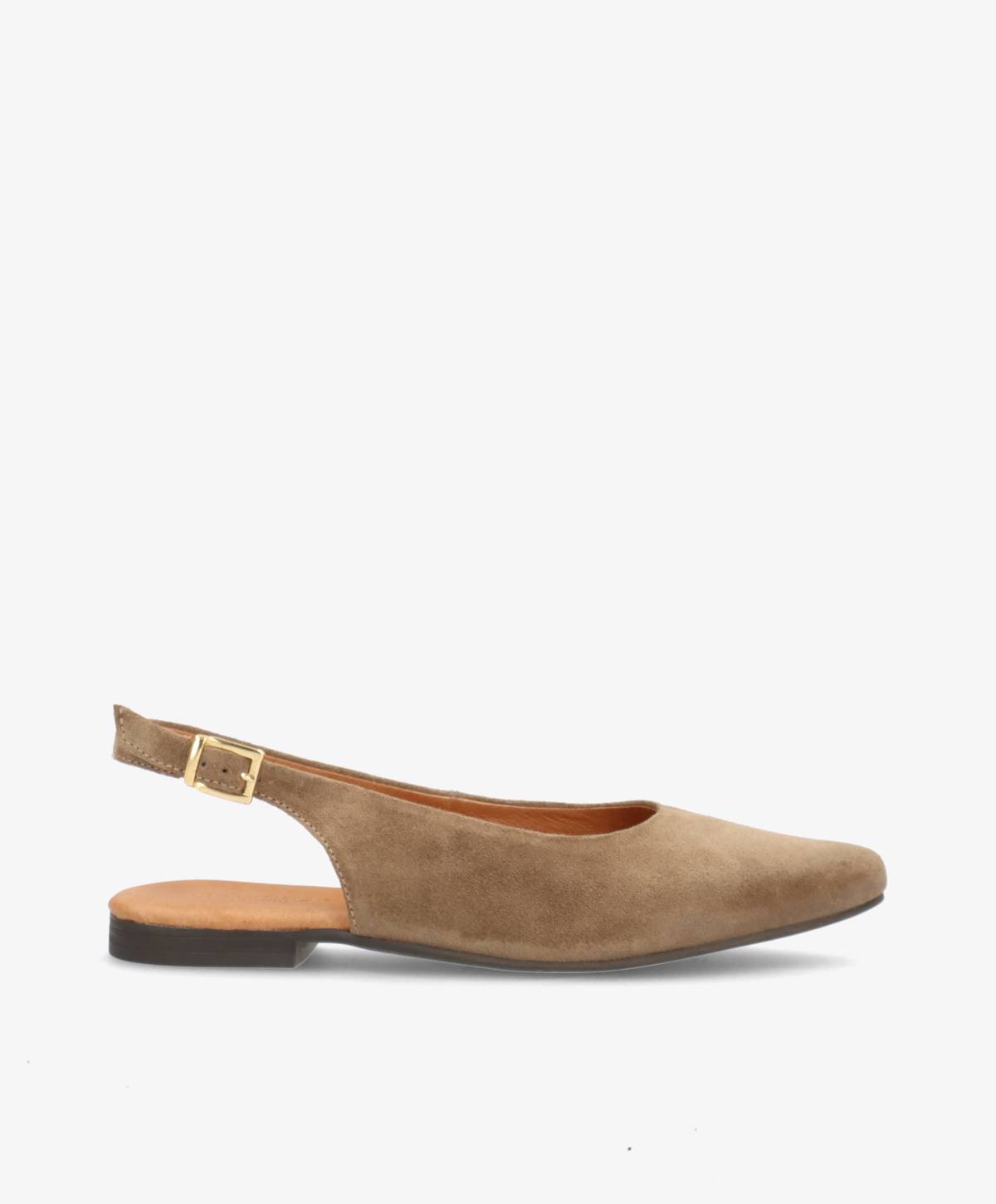 ESTELLE S - Mørk beige ruskind - Slingback sko Dame