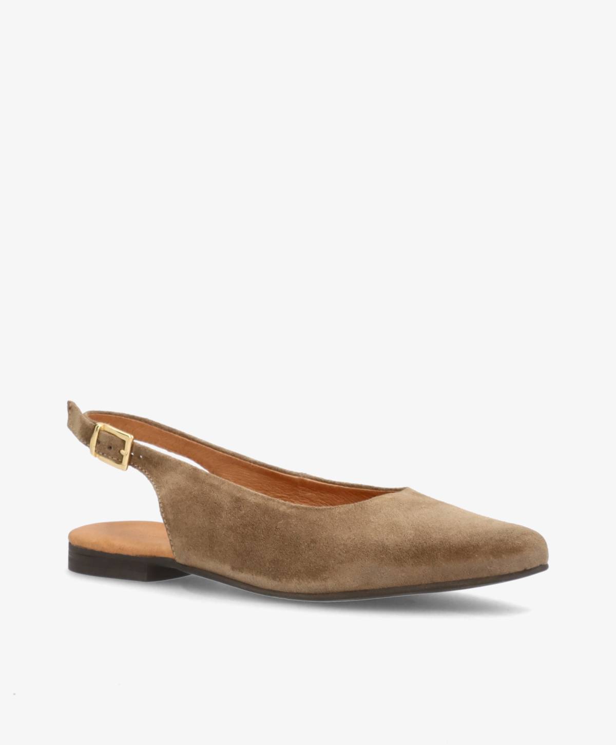 ESTELLE S - Mørk beige ruskind - Slingback sko Dame