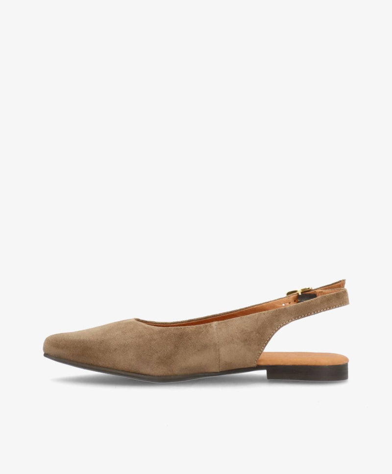 ESTELLE S - Mørk beige ruskind - Slingback sko Dame