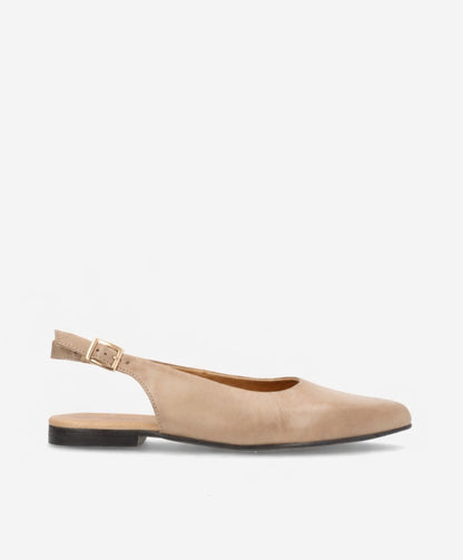 ESTELLE - Beige læder - Slingback sko Dame