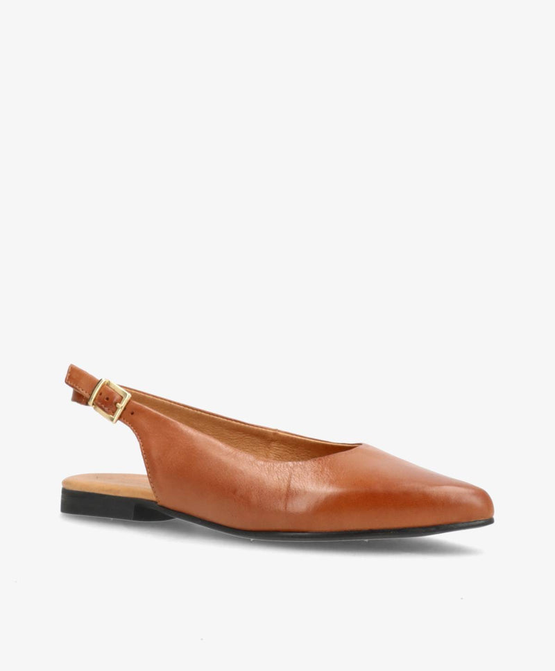 ESTELLE - Mellembrun læder - Slingback sko Dame
