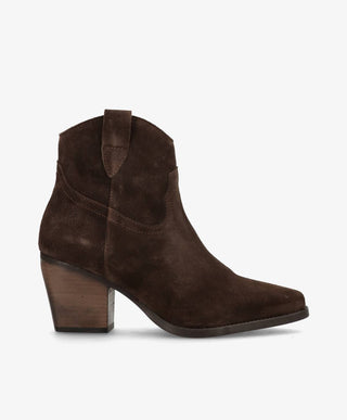 HILDA S - Mørkebrun Ruskind - Støvle med hæl - Dame