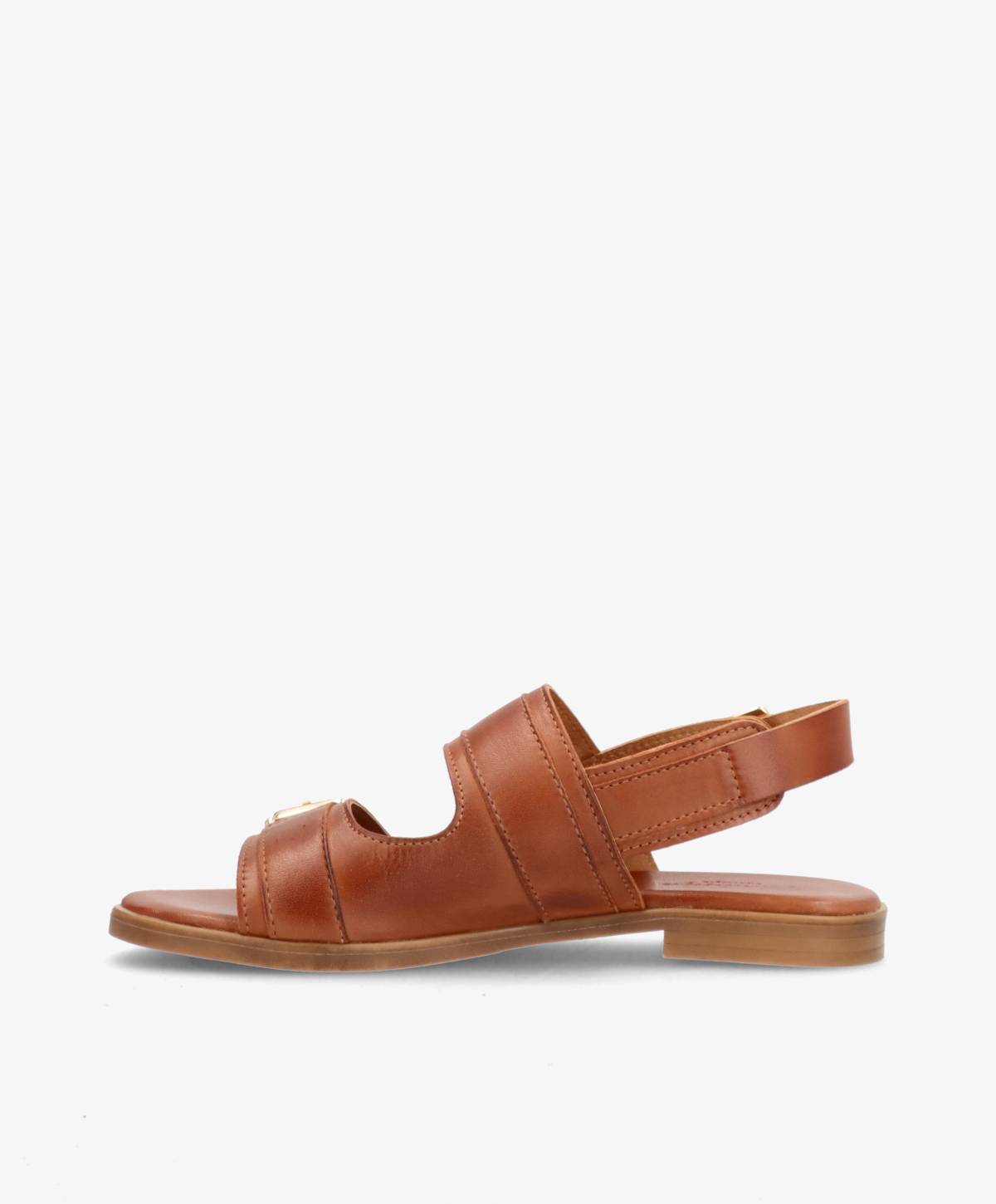 JUNE - Mellembrun læder - Flad sandal Dame