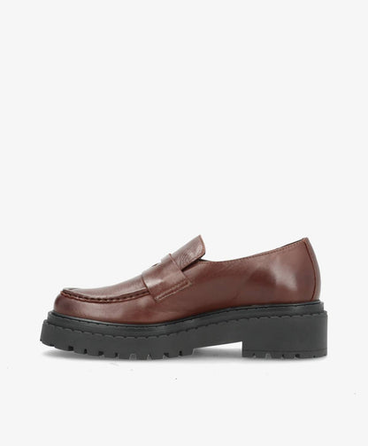 LIEKE - Mørkebrun Læder - Loafers - Dame
