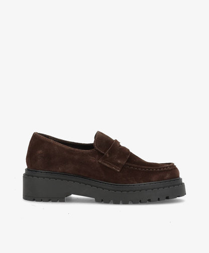 LIEKE S - Mørkebrun Ruskind - Loafers - Dame
